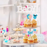 24Pcs Boy or Girl Cupcake Toppers Glitter Feet Onesie Dress Gender