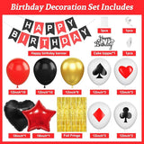 Casino Theme Party Decorations Red Black Gold Poker Balloons Happy