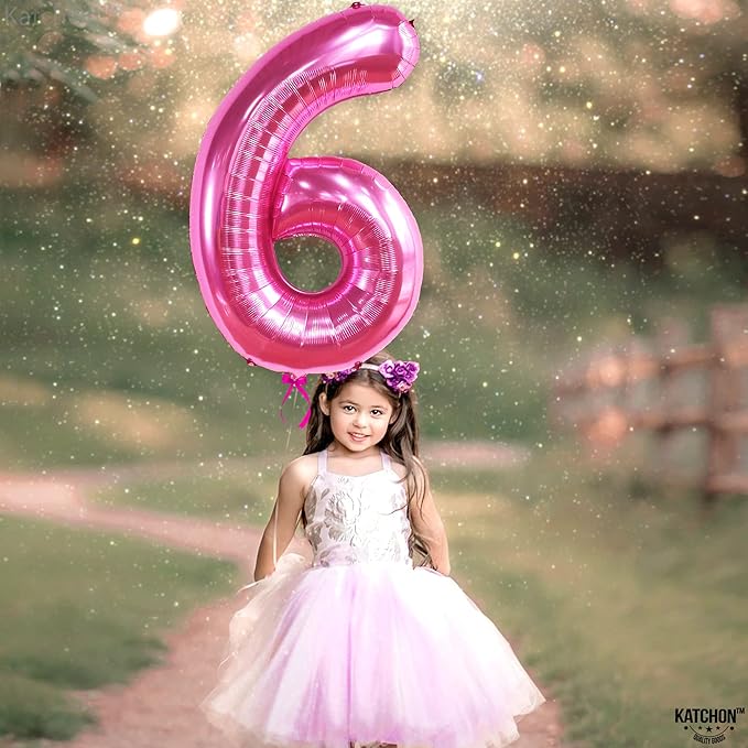 KatchOn, Giant Hot Pink Number 6 Balloon - 40 Inch | 6th Birthday