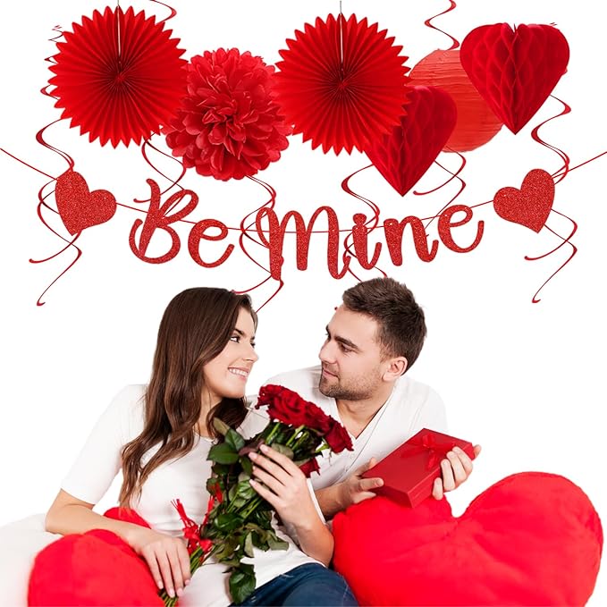 Valentines Day Decorations Red Heart Streamers Galentines Decor