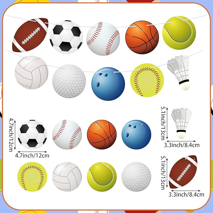 Hooqict Sports Themed Party Decorations Happy Birthday Banner