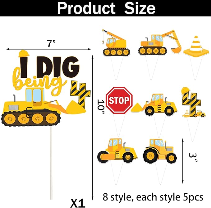 178 Pcs Construction 4th Birthday Party Supplies Dump Truck Four
