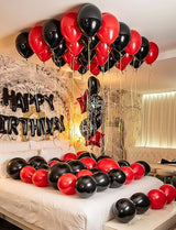 Red and Black Balloons - 12 Inch Red Black Latex Balloons Glitter