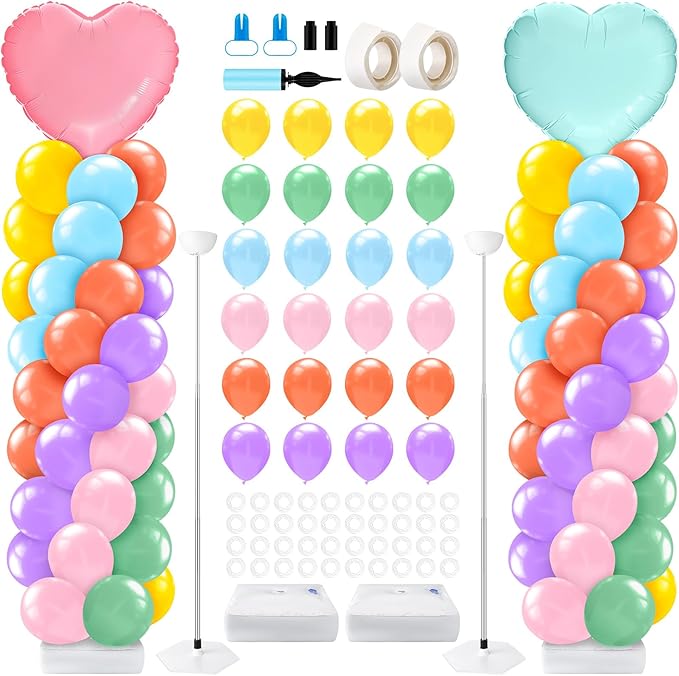 2 Set Valentines Day Balloon Column Stand Kit with 2 Candy Pastel