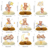 9 Pcs Bear Baby Shower Honeycomb Centerpieces Little Bear Teddy Paper