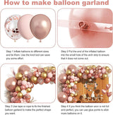 Amandir Rose Gold Balloons Garland Arch Kit, 150pcs Rose Gold Pink