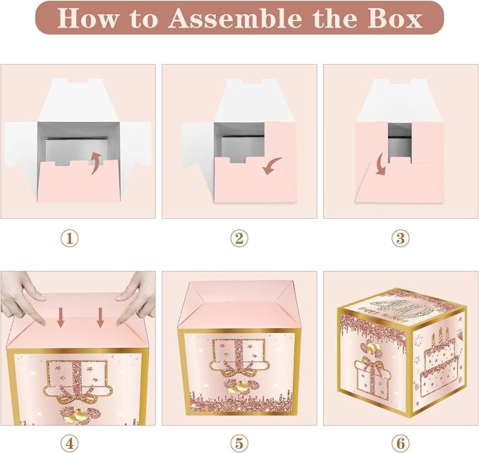 3Pcs 40th Birthday Decorations Boxes for Women Pink Rose Gold 40th
