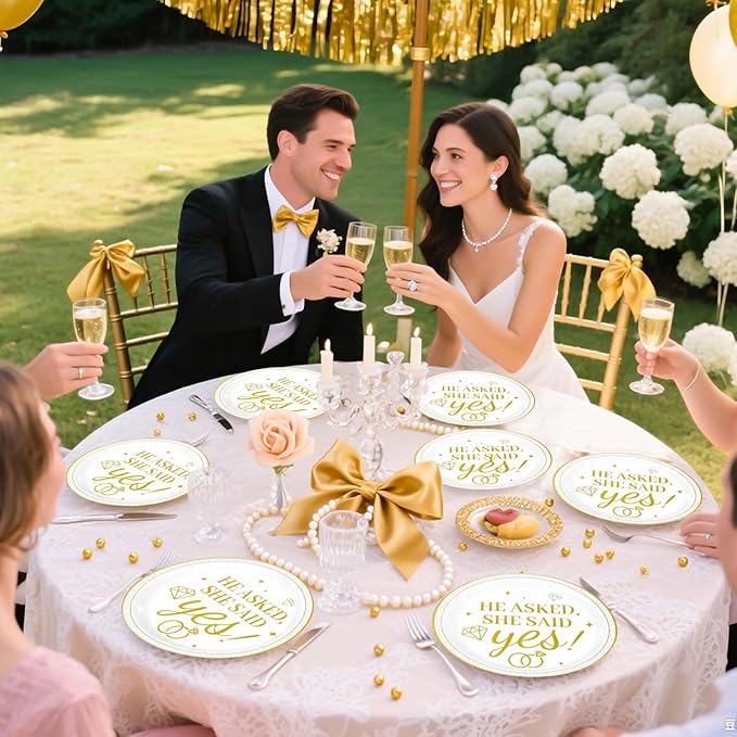 50Pcs Happy Engagement Party Decoration He Asked She Said Yes Paper