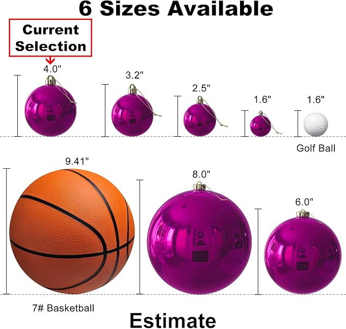 Fuchsia 4.0" X Large Christmas Balls - Christmas Tree Decoration