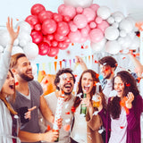 Red Pink Balloon Arch & Garland Kit - White Pink Macaron & Balloons