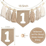 Boho Nude 1st Birthday Highchair Wood Bead Tassel Garland Conical