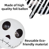 Halloween Balloons Decorations 18 Inch Skull Black and White Striped