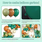 Sage Green Brown Balloon Garland Kit 105PCS Jungle Safari with Sand