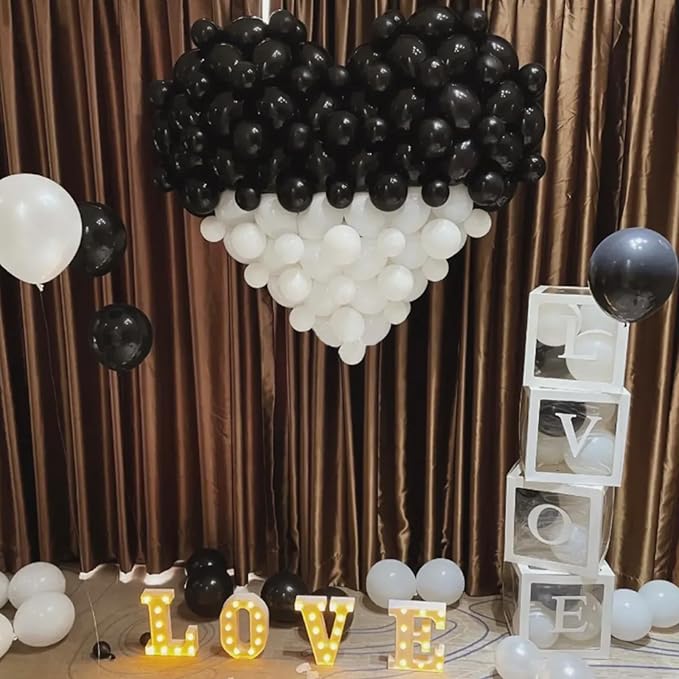 100pcs Black and White Balloons 12 Inch Thickened Latex Balloons for