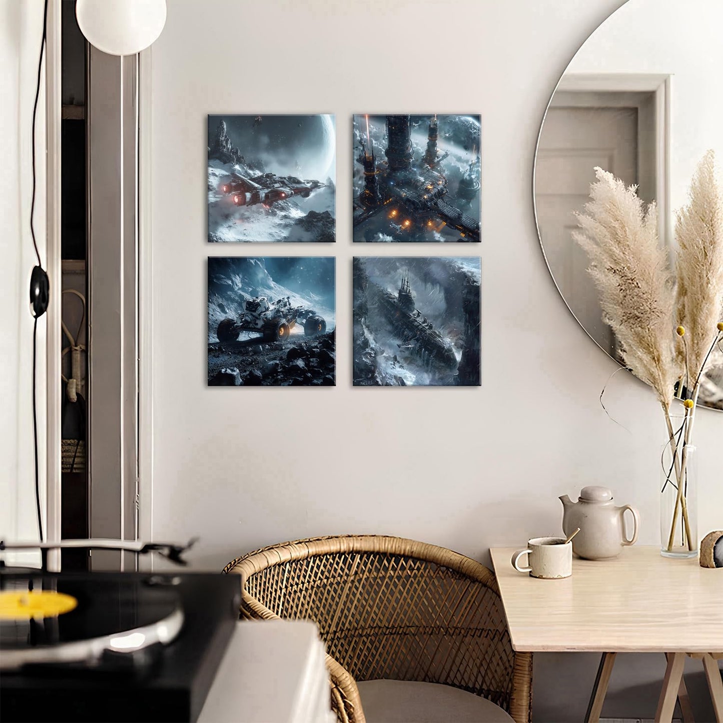 Cyberpunk Space Wall Decor Science Fiction Themed Astronaut Wall Art