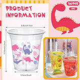50 Pcs Girl Dinosaur Birthday Party Decorations Cups 12 oz Dinosaur