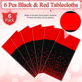MASHAN 6Pcs Black and Red Tablecloth Party Decorations,Plastic Black