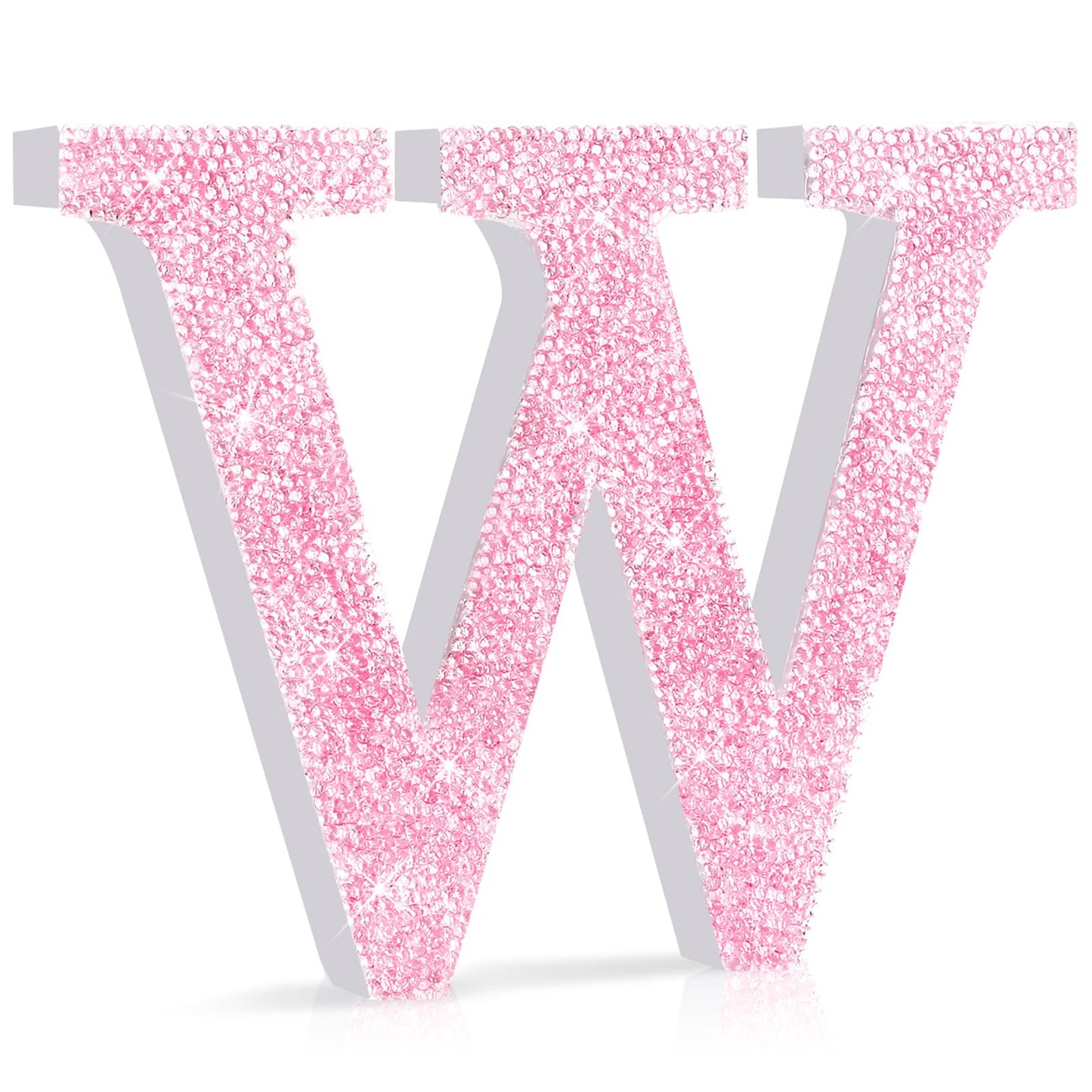Qunclay Pink Crystal Diamond Letter Wall Decor, Glitter Wooden Bling