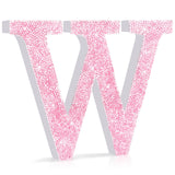 Qunclay Pink Crystal Diamond Letter Wall Decor, Glitter Wooden Bling
