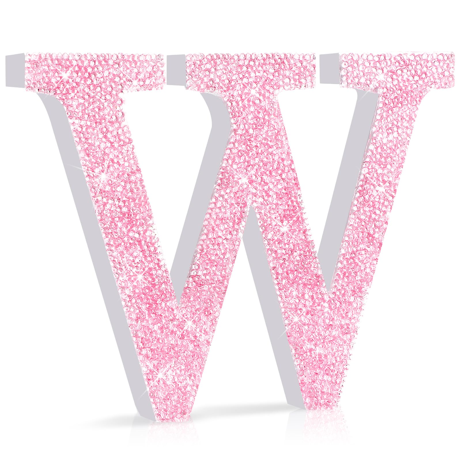 Qunclay Pink Crystal Diamond Letter Wall Decor, Glitter Wooden Bling