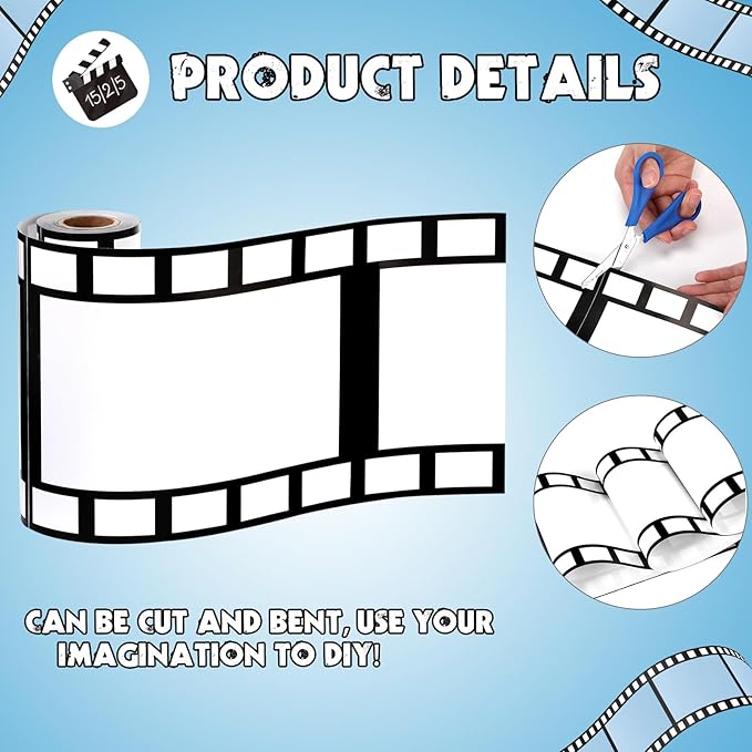 Gejoy 2 Rolls Filmstrip Tape Movie Party Decorations Filmstrip