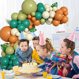 Sage Green Brown Balloon Garland Kit 105PCS Jungle Safari with Sand