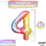KatchOn, Giant, Rainbow 4 Balloon Number - 40 Inch | Number 4