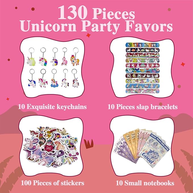 133 Pcs Unicorn Piñata Set for Kids Large Cute Piñatas Bundle with