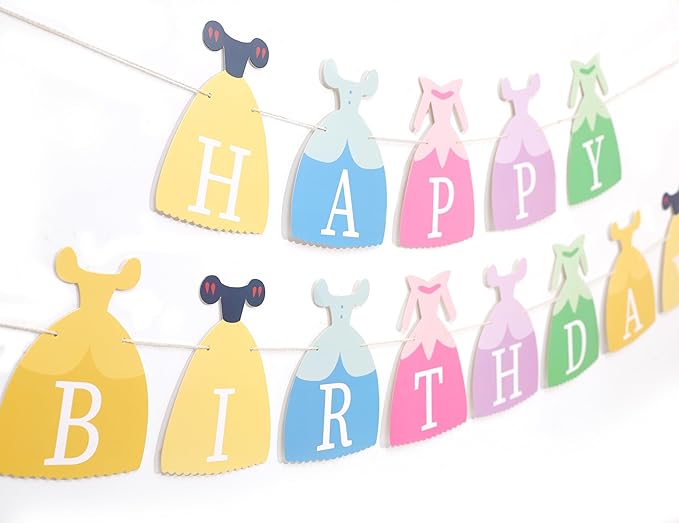Princess Dress Happy Birthday Banner Princess Birthday Party