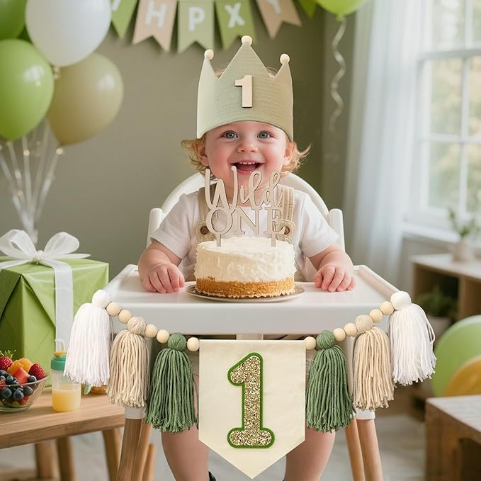 Wild One High Chair Banner For 1st Birthday Party Boy