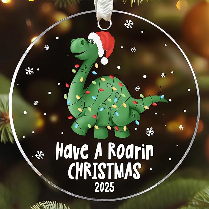 KATLADIZ Dinosaur Ornaments for Christmas Tree - Dinosaur Christmas