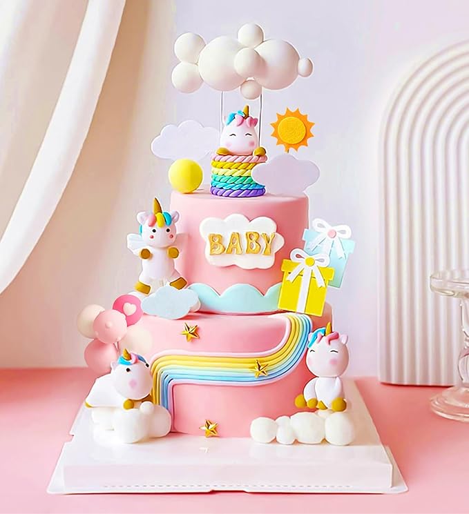 Luxury Unicorn Rainbow Cake Decoration Topper for Birthday Baby