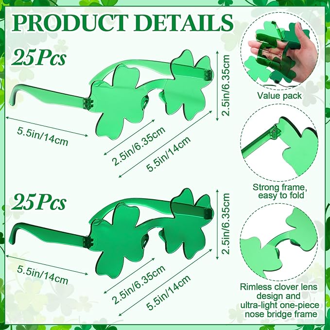 100 Pcs St Patricks Day Accessories Kit Green Necklaces Bulk