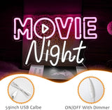 Movie Night Neon Sign LED Pink White Neon Light for Wall Decor