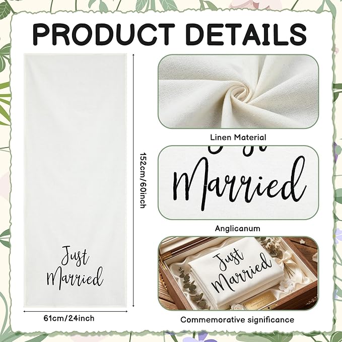 Just Married Car Decorations 24 x 60 Inch Just Married Linen Sign