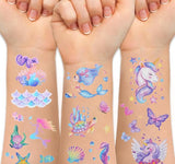 Ozepao Glitter Temporary Tattoo for Girls, 12 Sheets Mermaid Unicorn