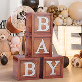 Baby Shower Decorations Boxes with Letters for Gender Reveal Wood 4