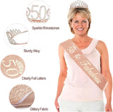 50th Birthday Decorations for Her with Banner Rose Gold Tablecloth