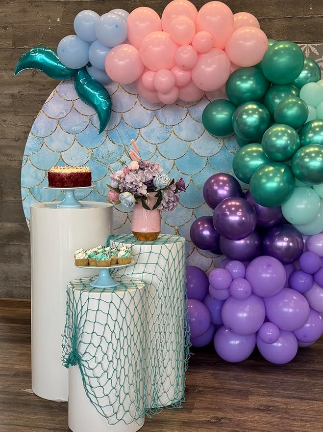 Mermaid Balloons, 60Pcs 12inch Metallic Purple Pink Blue Balloons