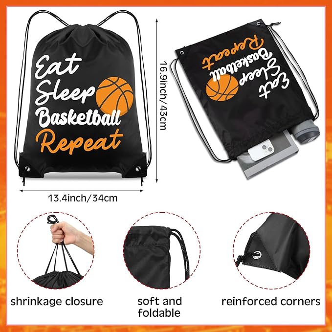 96 Pcs Basketball Party Favors Include 24 Basketball Drawstring Bags
