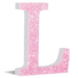 Qunclay Pink Crystal Diamond Letter Wall Decor, Glitter Wooden Bling