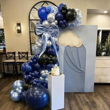 Navy Blue Silver Balloons, 60 Pcs Metallic Pearl Night Blue Black