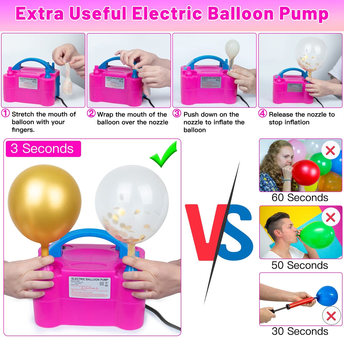 Toosci 2 Sets Balloon Column Stand and Balloon Pump, Adjustable Metal