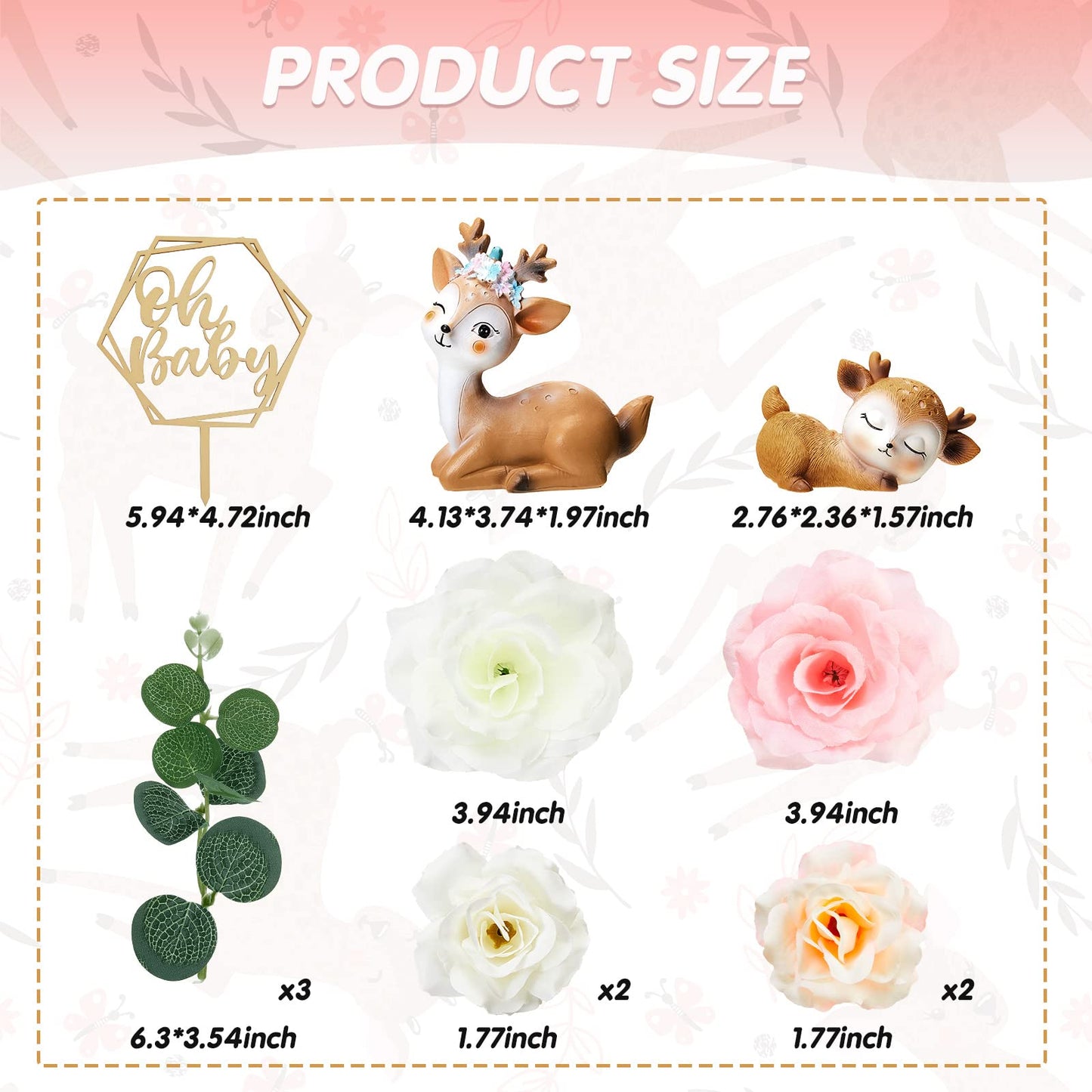 Taiyin Oh Baby Cake Toppers for Baby Shower Cute Deer Cake Toppers