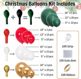 Christmas Balloon Arch Kit 140pcs Double Stuffed Green Red White &