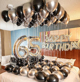Black and Metallic Silver Balloons, 50PCS Black and Silver Balloons