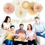 Champagne Gold Beige Fall Boho Birthday Party Decorations 21pcs