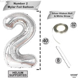 KatchOn, Big Silver Number 2 Balloon - 40 Inch | Silver 2 Balloon