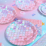40 Pcs Mermaid Birthday Party Decorations Plates Set for 20 Guests