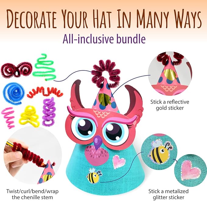 Glittery Garden Woodland Themed Christmas Party Hats Making Kit c/w
